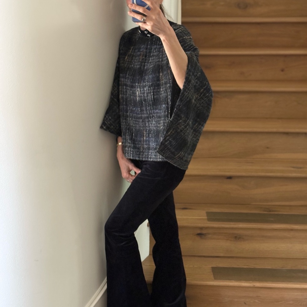 Sharon Roth Hand Tailored in Seattle Wool Plaid Cape One Size